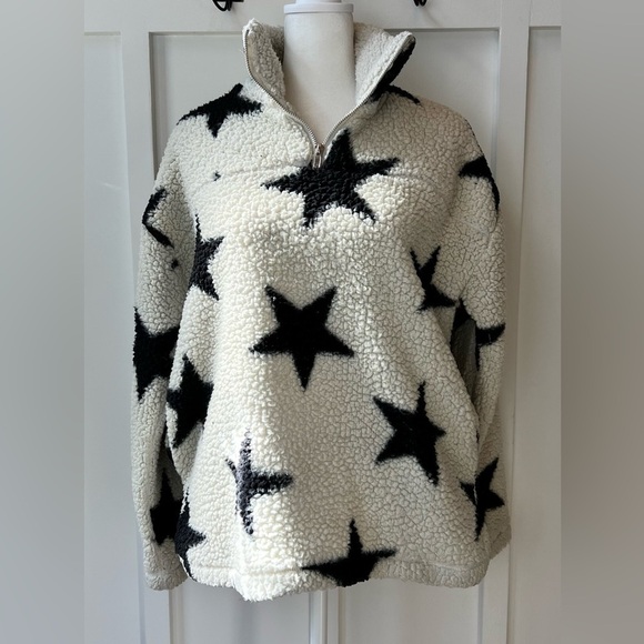 Peach Love California Size Medium 1/4 Zip Pullover Sherpa Women’s Juniors Stars - Picture 1 of 7